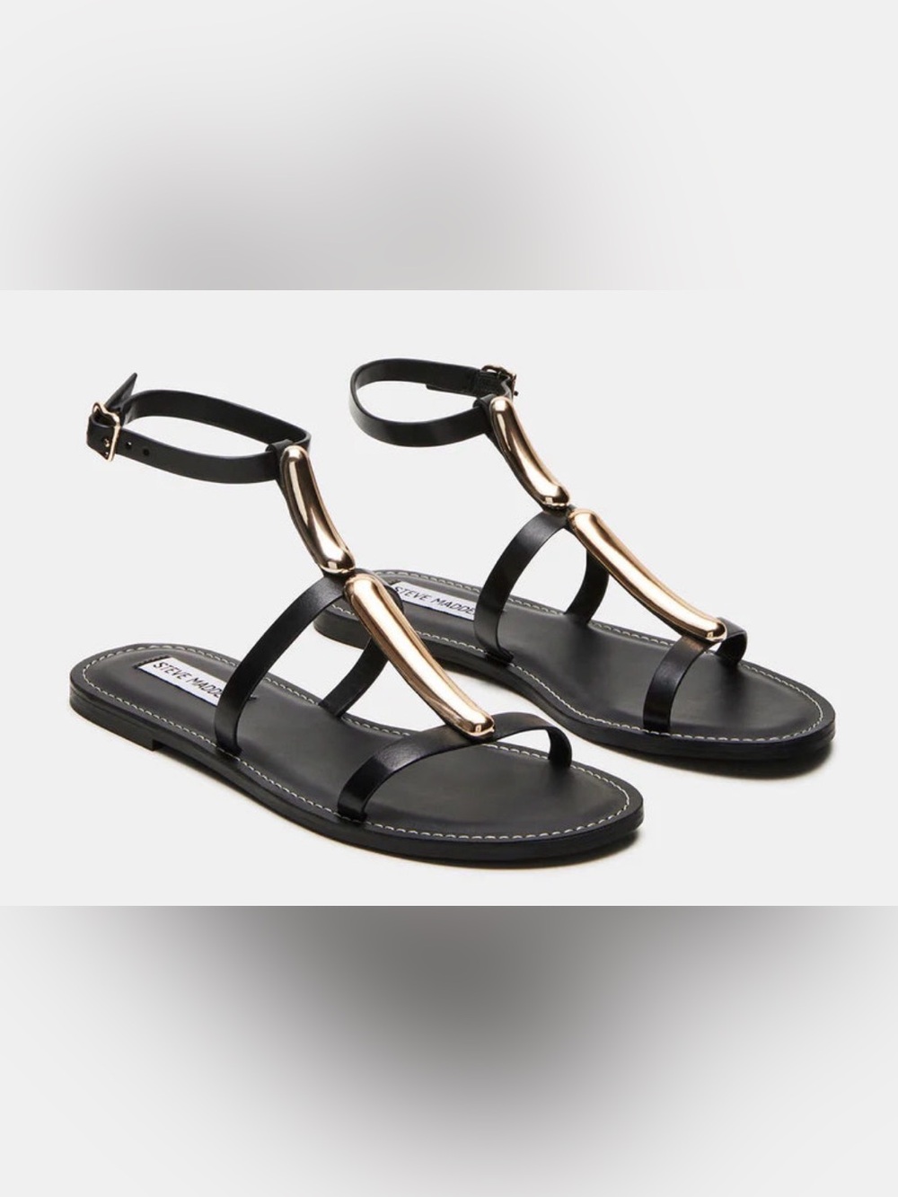 Alma Black Leather Strappy Sandals |STEVE MADDEN